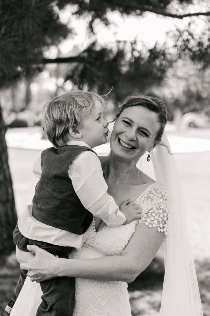 bride and son together