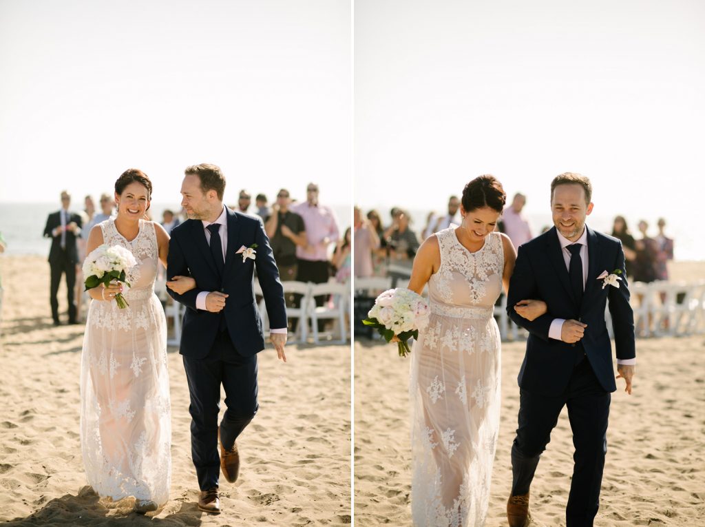 Bride and groom married on the beach