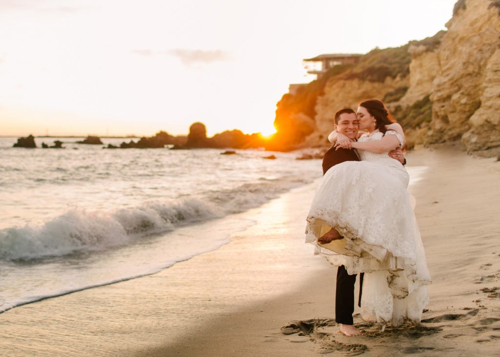 corona del mar beach wedding sunset