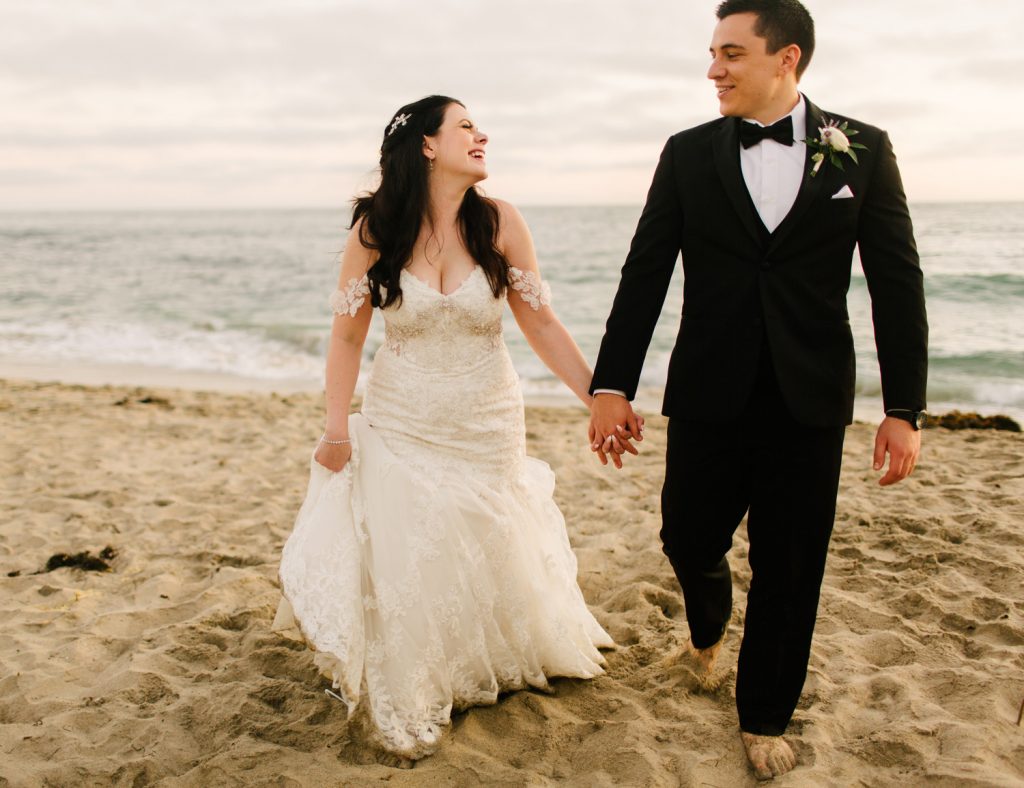 bride and groom beach photos