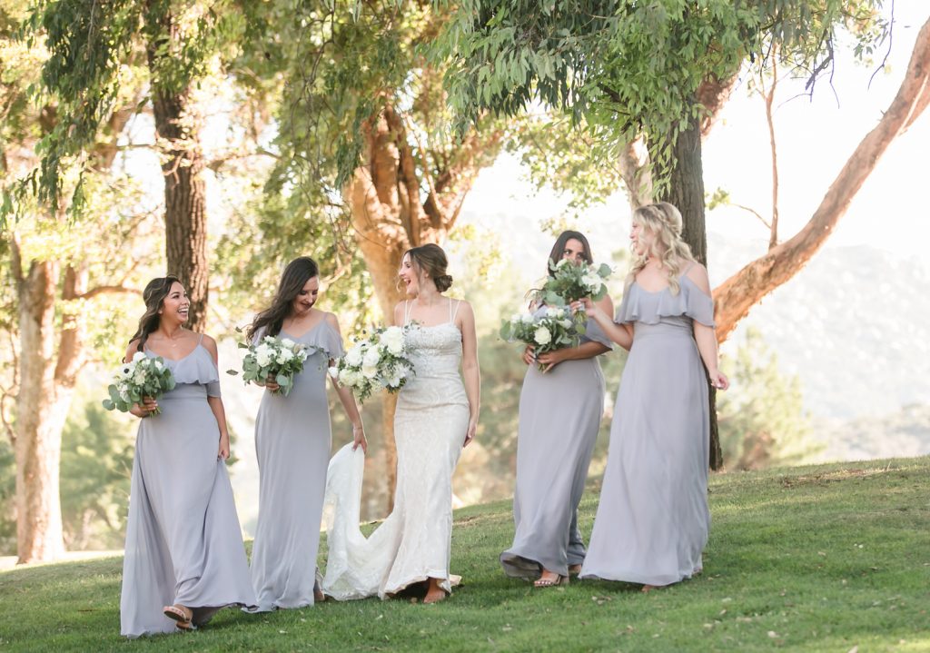 Bride and bridesmaids together