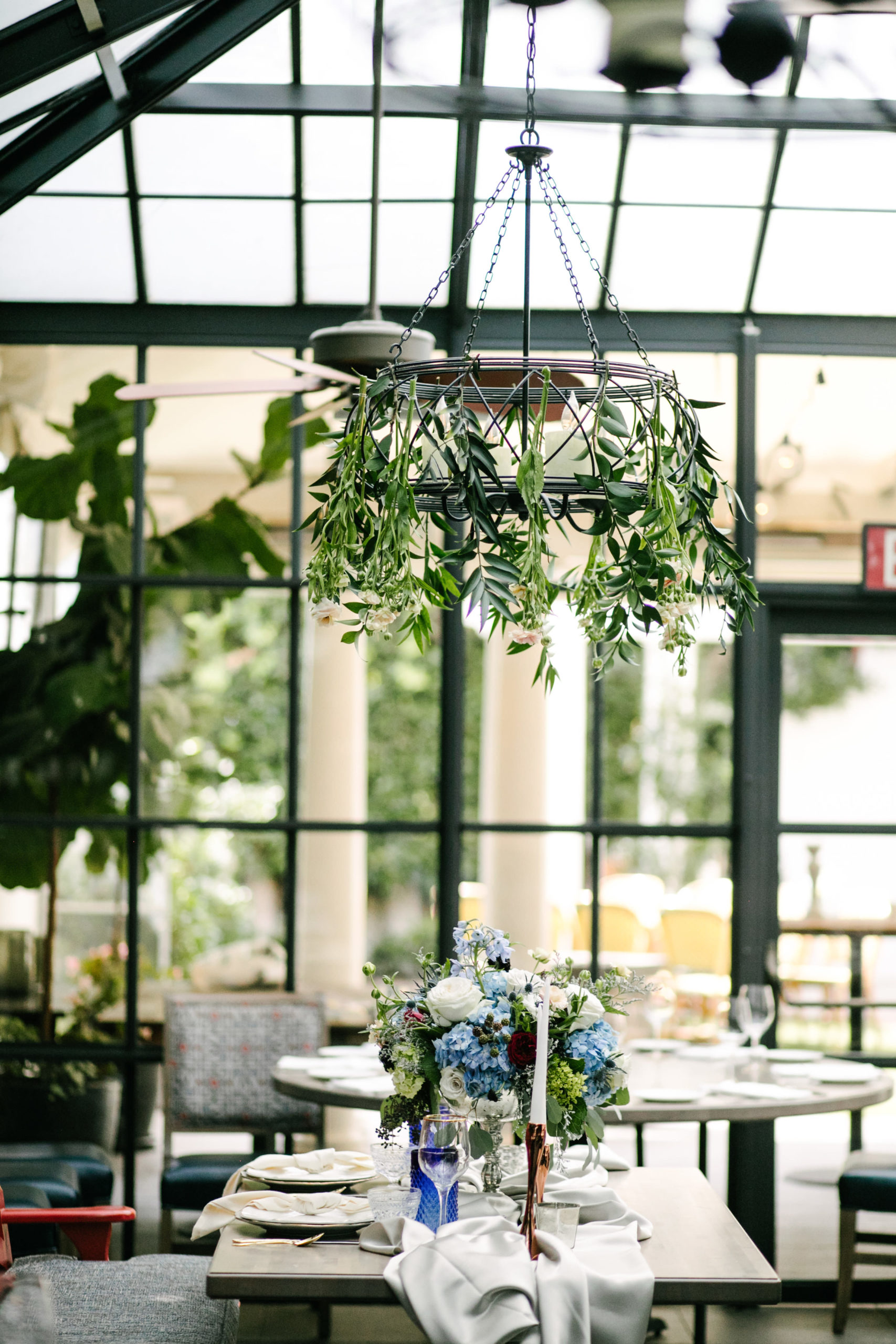 The Ultimate Wedding Guide For Five Crowns In Corona Del Mar. Reception table set up at the greenhouse.