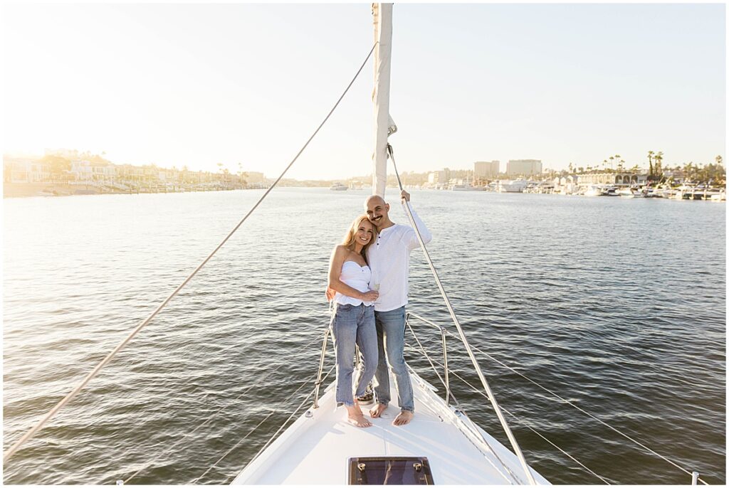 Couple on a boat at Newport Beach Harbor