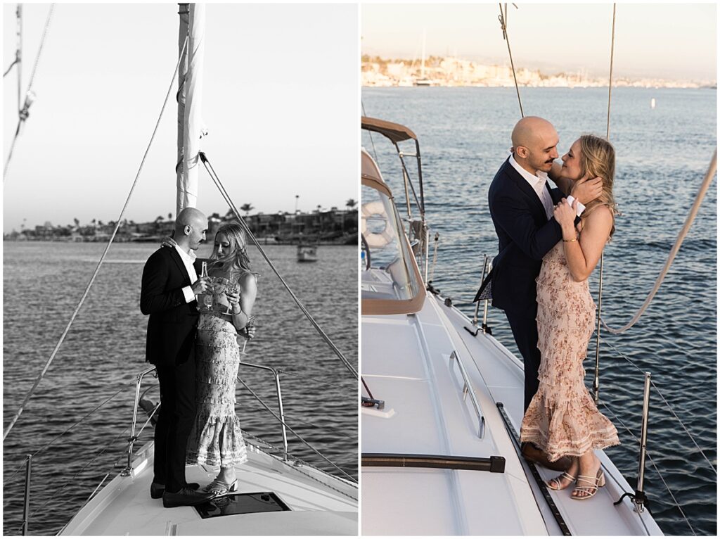 Couple on a sailboat at Newport  harbor