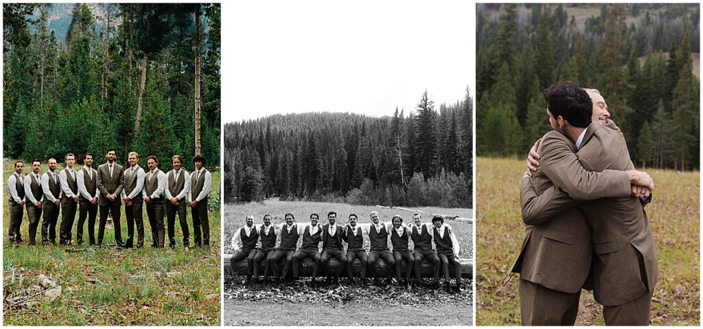 Groom with groomsmen at Central Idaho 4-H Camp wedding