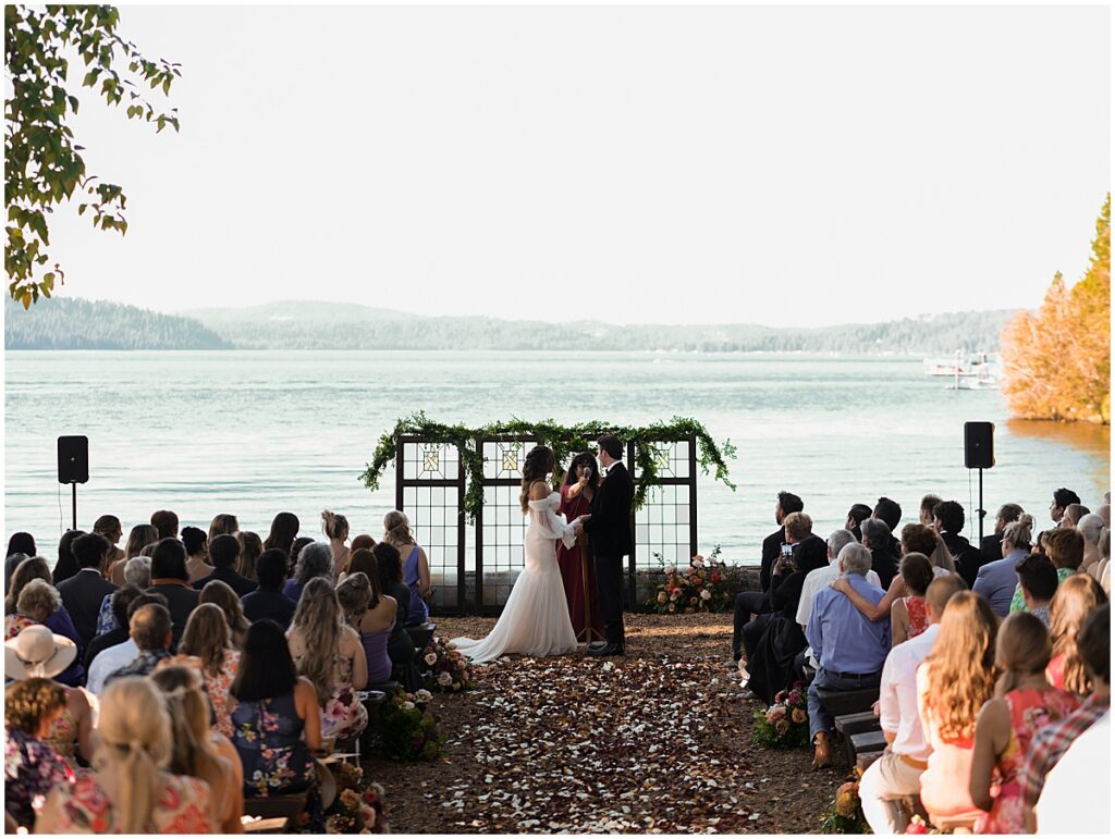 wedding ceremony overlooking the lake at Coeur d’Alene