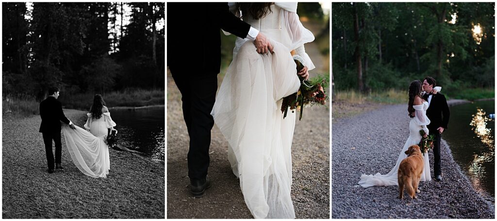 wedding portraits by the lake at Coeur D'Alene