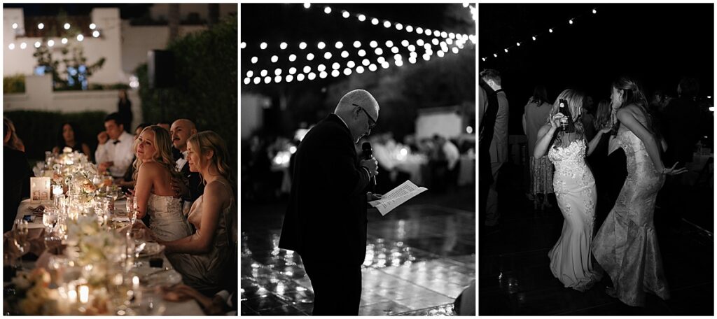 guest speeches and dancing at Muckenthaler Mansion wedding