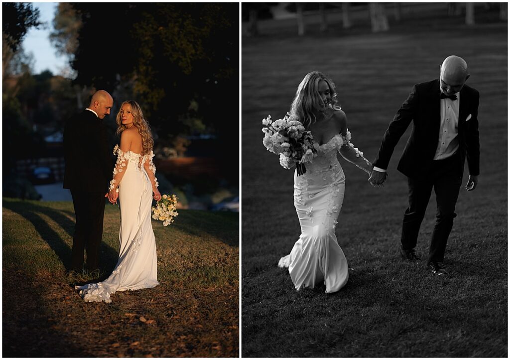 Bride and groom in the grounds of Muckenthaler Mansion