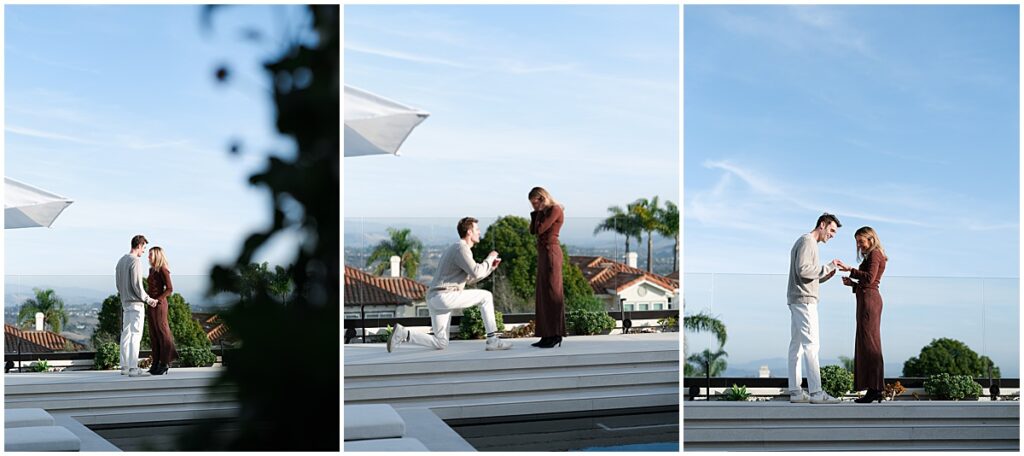 Proposal on a balcony overlooking the rooftops of Laguna Beach