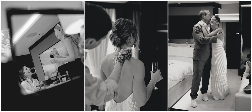 Bride getting ready for her yacht wedding in Hong Kong