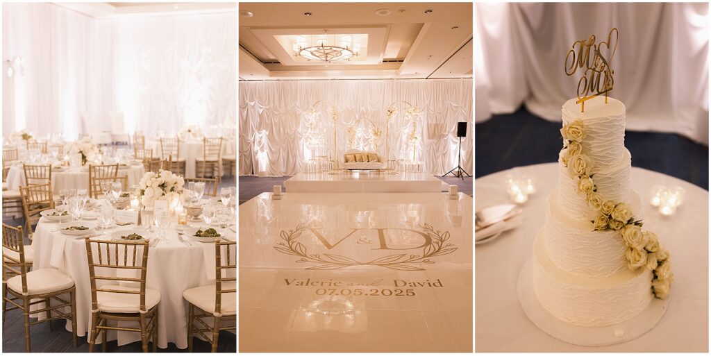 All white wedding reception decor at the Laguna Cliffs Marriott Resort & Spa