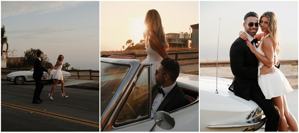 Couple taking Laguna Beach engagement photos