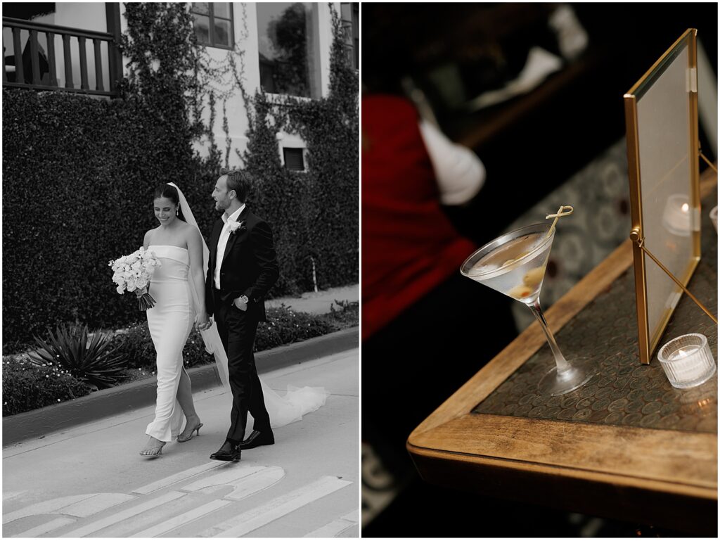 Bride and groom at their Five Crowns wedding in Corona Del Mar, CA