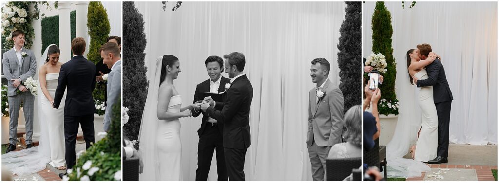 Five Crowns wedding ceremony in the garden in Corona Del Mar