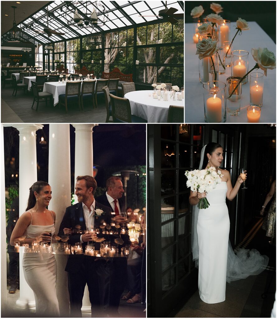 Reception decor at a Five Crowns wedding in Southern California