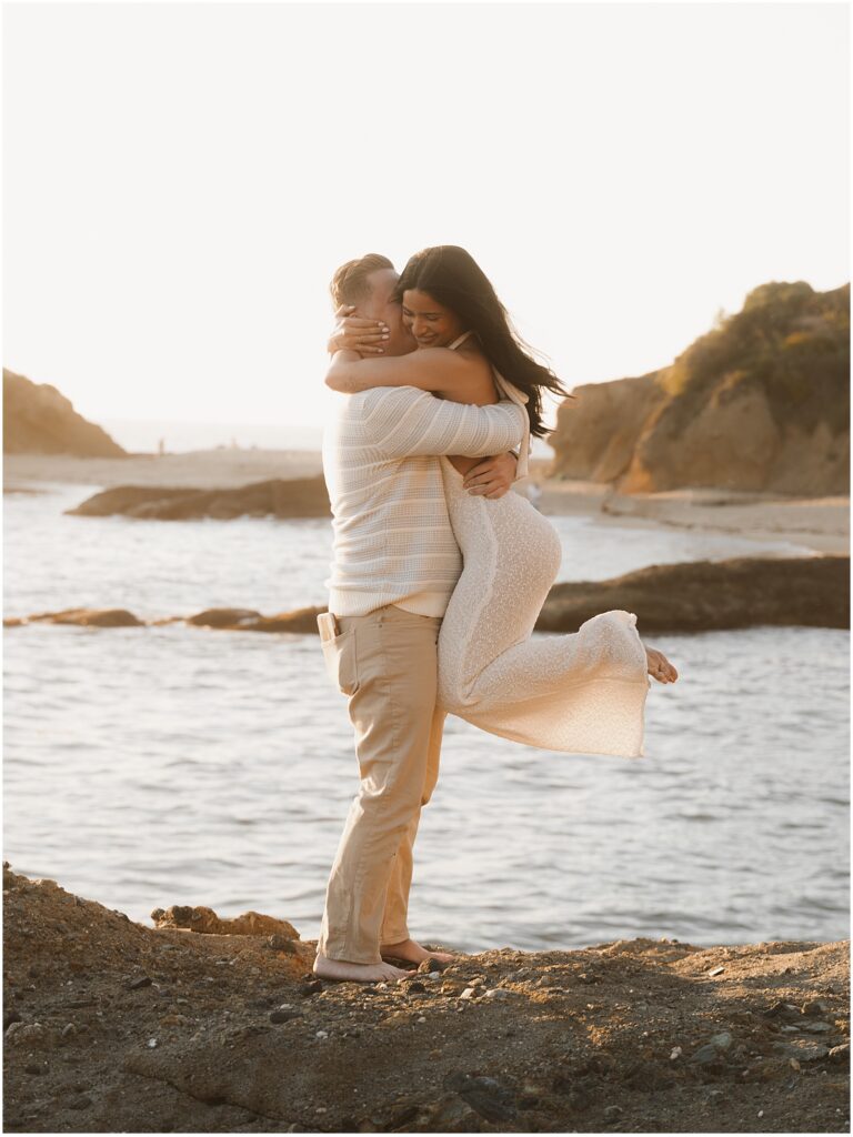 Couple at their Laguna Beach proposal