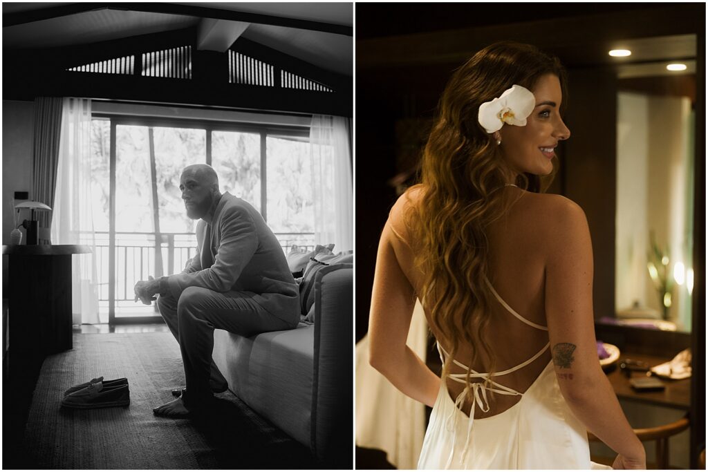 Bride and groom getting ready for their Phuket wedding