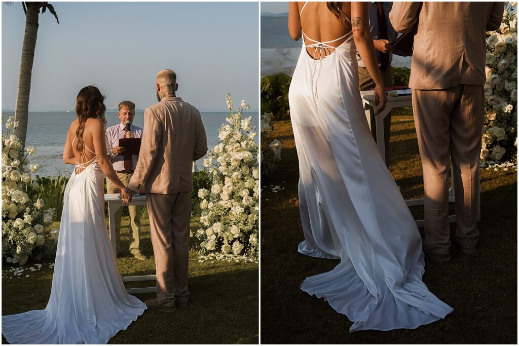 Couple during their wedding ceremony at the Barcelo Coconut Island in Phuket