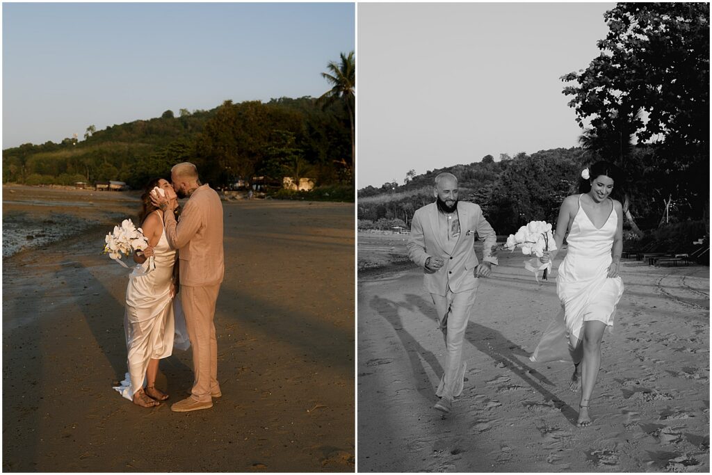 Couple on the beach at their Phuket wedding