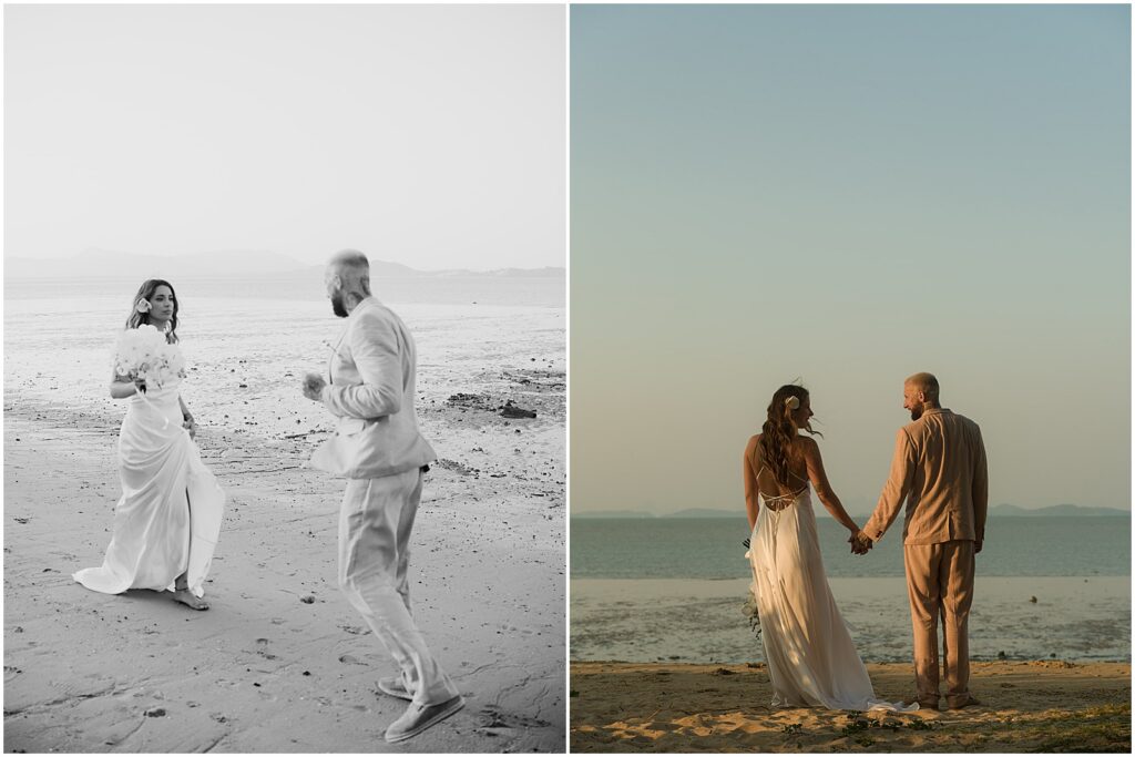 Couple taking portraits at their Phuket wedding