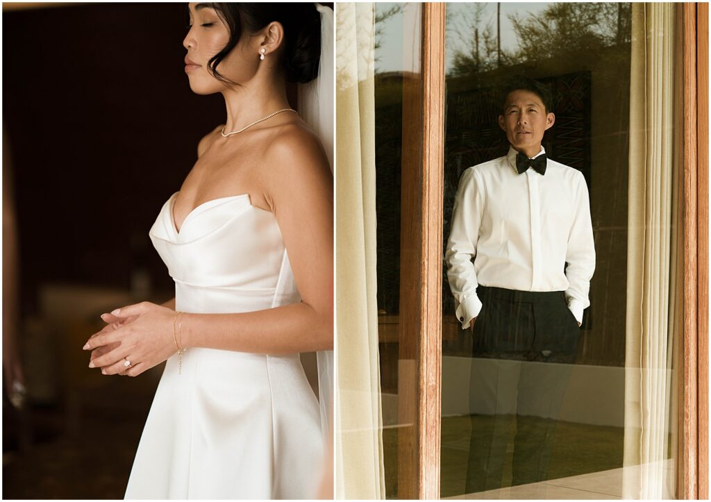 Bride and groom getting ready for their destination wedding in Bali