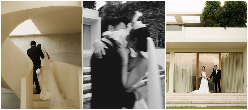 Bride and groom taking portraits at their Bali wedding