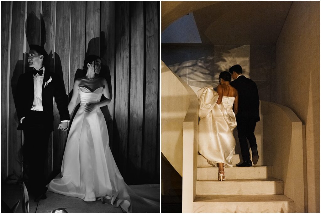 Bride and groom taking portraits at their Bali wedding