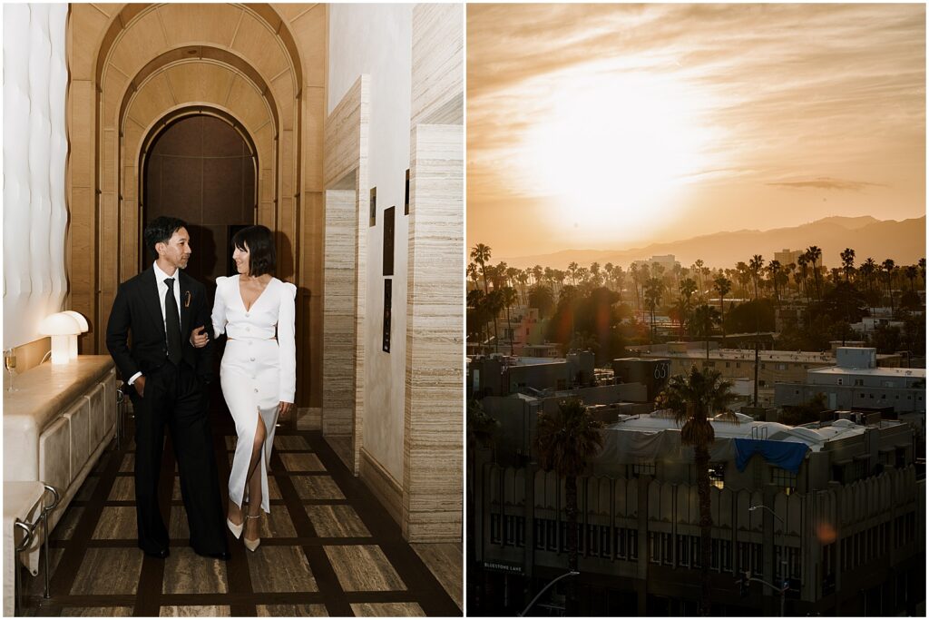 Couple at their southern California wedding at the Santa Monica proper