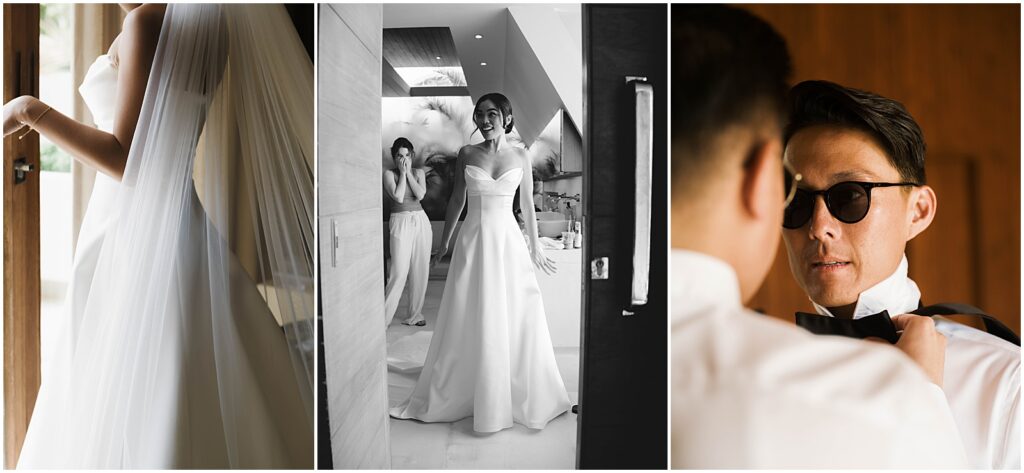 Bride and groom getting ready for their Bali wedding