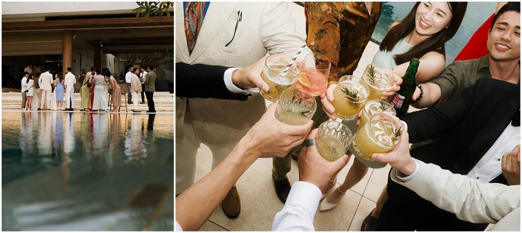 Guests at a destination wedding in Bali