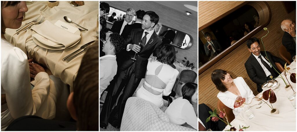 Bride and groom with their guests at their Los Angeles hotel wedding